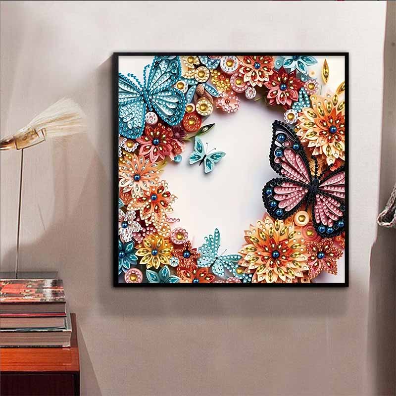 New Arrival 5D DIY Full Circle Diamond Painting "Butterfly Circle" Embroidery Cross Stitch Home Decor Gift