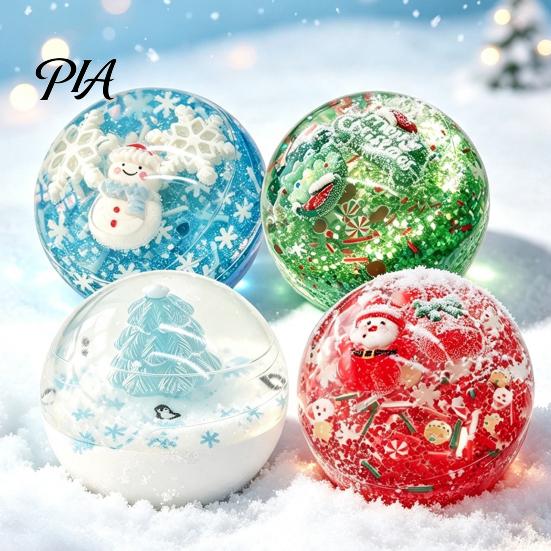 Soft Stress Balls 1/4Pcs Christmas Ball Fidget Toy, Anxiety Relief Squeezable Ball, Xmas Stocking Stuffers Theme Sensory Party Favors for Adults