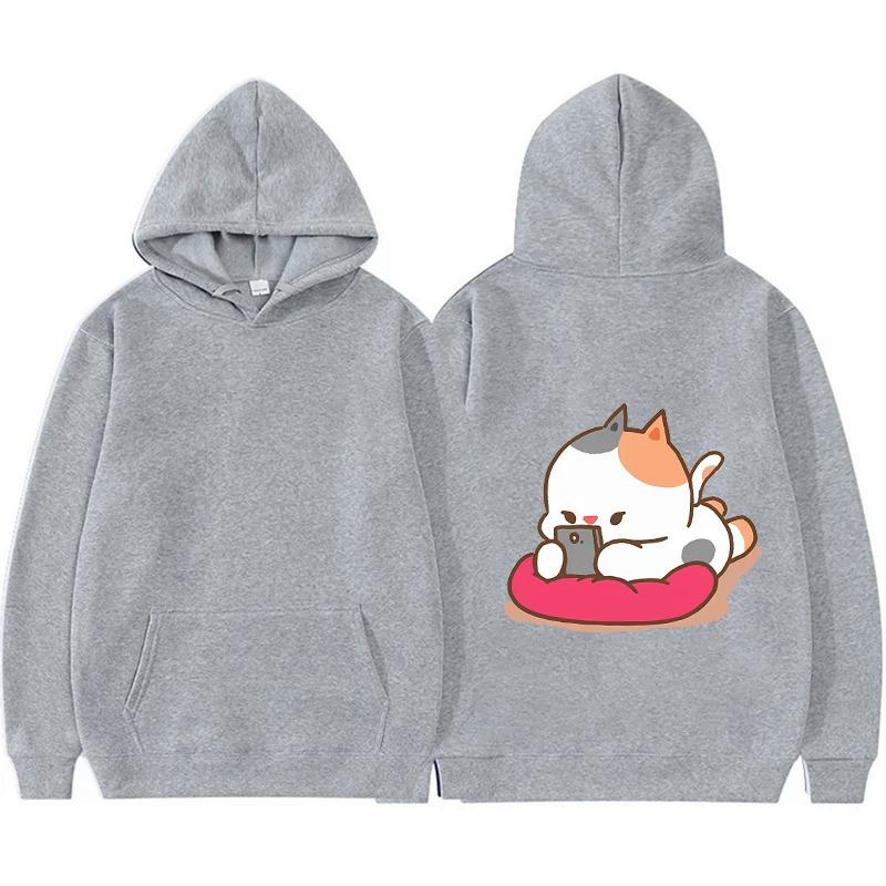 Cute Cartoon Cat Hoodies New Print Fashion Sweatshirt Casual Unisex Autumn Winter Fleece Streetwear Tops Male Sudaderas