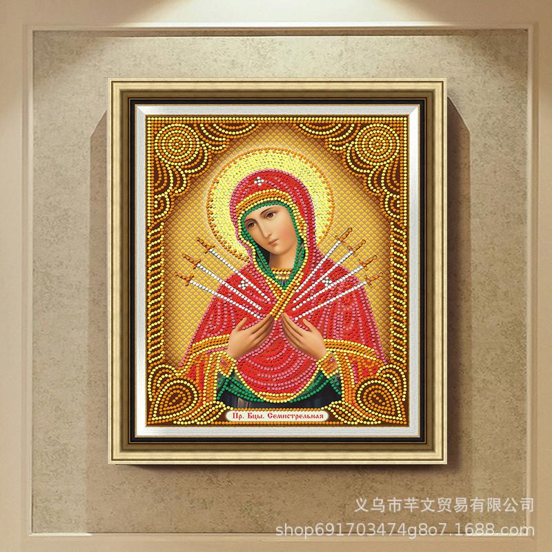 Diy5D Diamond Painting New, Religious Figure Madonna Bright Diamond Sticker, Cross Diamond Embroidery