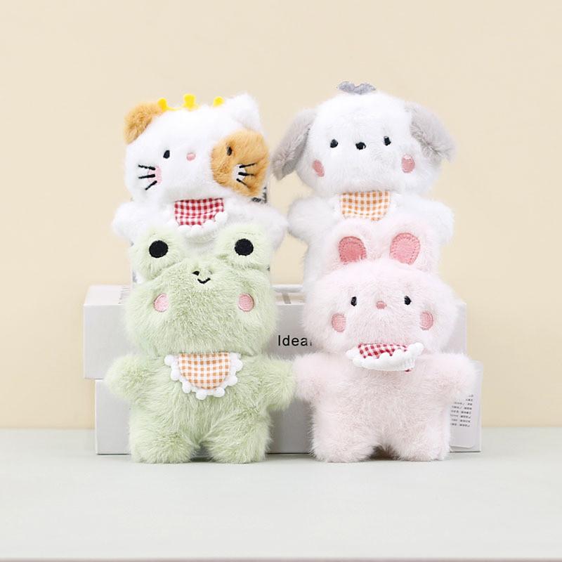 Charming Plush Animal Keychain Cute Bunny Frog Dog Cat 12cm Short Plush