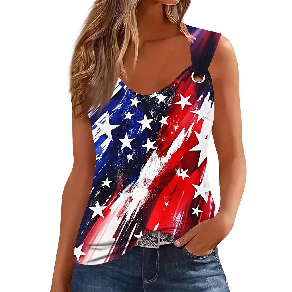 Womens Tank Top V Neck Basic Printed Casual Flowy Sleeveless Deep Side Cut Tops For Women