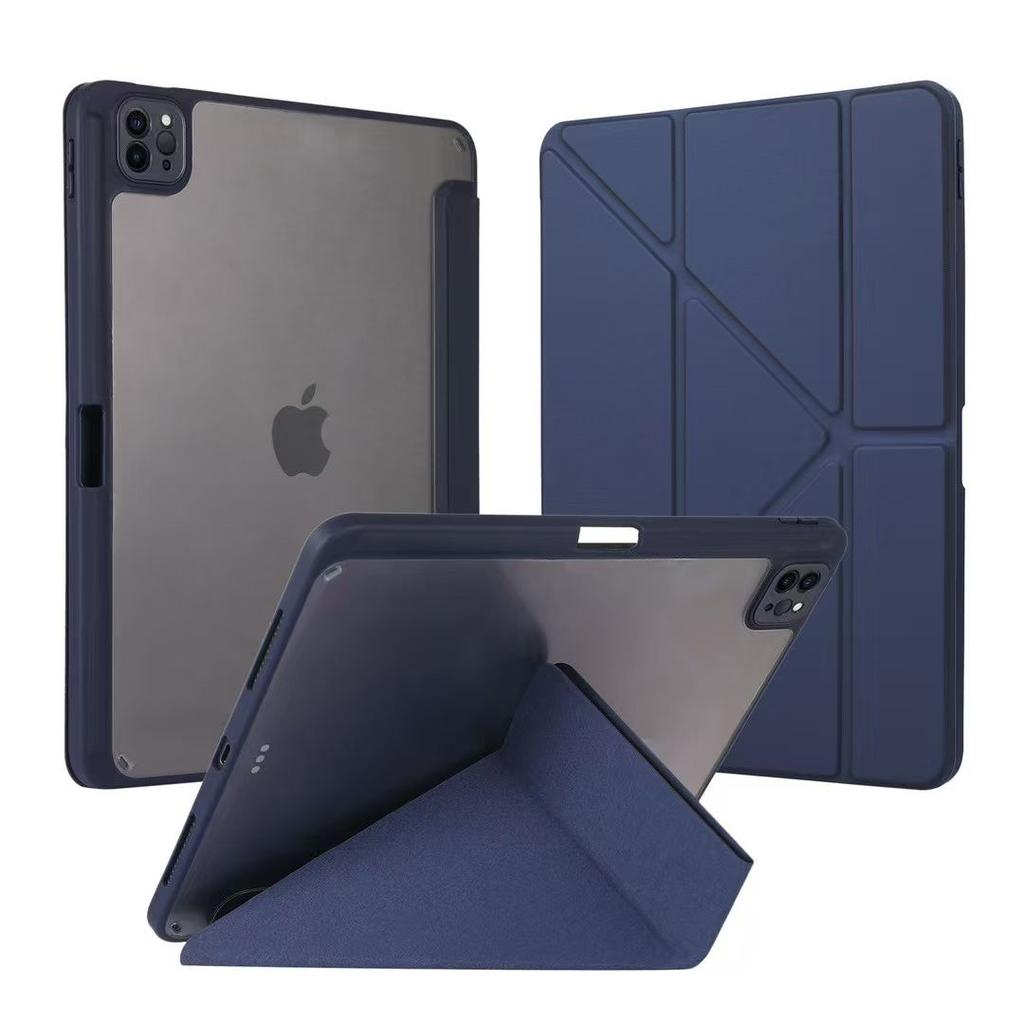For iPad A19 12th 11th 10th Air 11/13 M2 M3 M4 Pro11/13 Air 4 5 Pro 11/12.9 10.2 7/8/9/10th Acrylic Clear Y-fold Stand Case