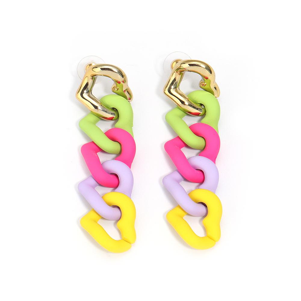 

A Pair 18×67mm Acrylic Earrings Matte Colorful Heart shaped Chain Pendant For Women s Charm Earrings Gift Diy Jewelry Making