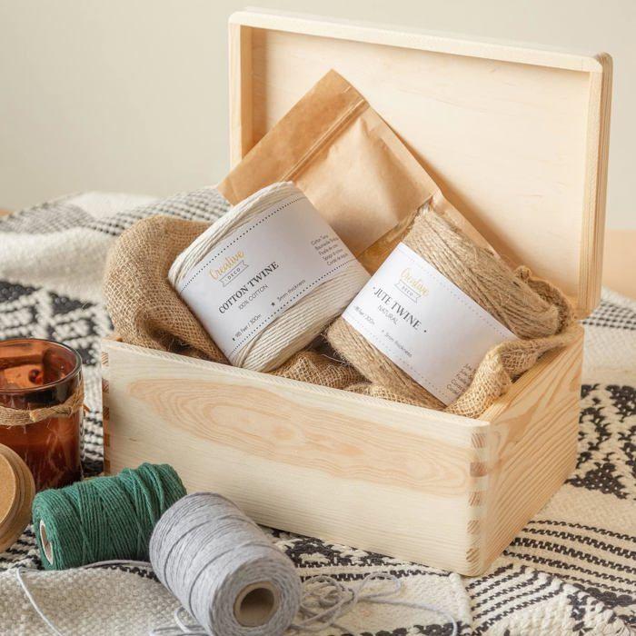 Boite de Rangement en Bois Creative Deco - 30x20x14cm - Naturel - Non Peint