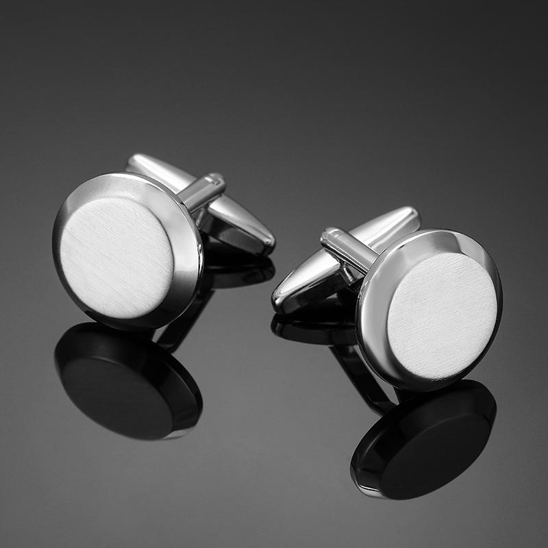 Classic Men's French Shirt Cufflinks High Quality Round Laser Metal Cuffs Buttons Business Suit Accessories, Jewelry Wholesale