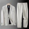 Men's Summer Korean Style Linen Suit Slim Fit Thin Cotton Linen Casual Loose Jacket Sun Protection Two-Piece Set