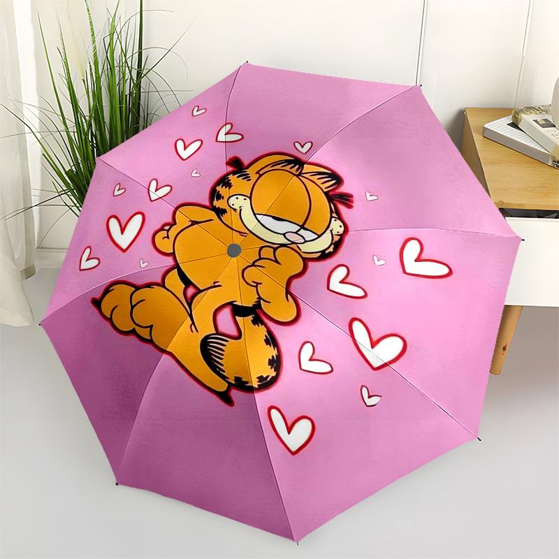

1pc Garfield Love Hearts Pink Background Umbrella with Plastic Handle,Suitable for All Seasons Home Travel Outdoor UmbrellaFP025