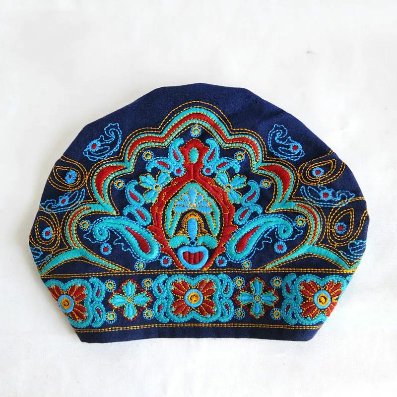 Chapeaux Ethniques Vintage Broderie Fleurs Imprimé Rouge Chapeaux Mode Femmes Accessoires