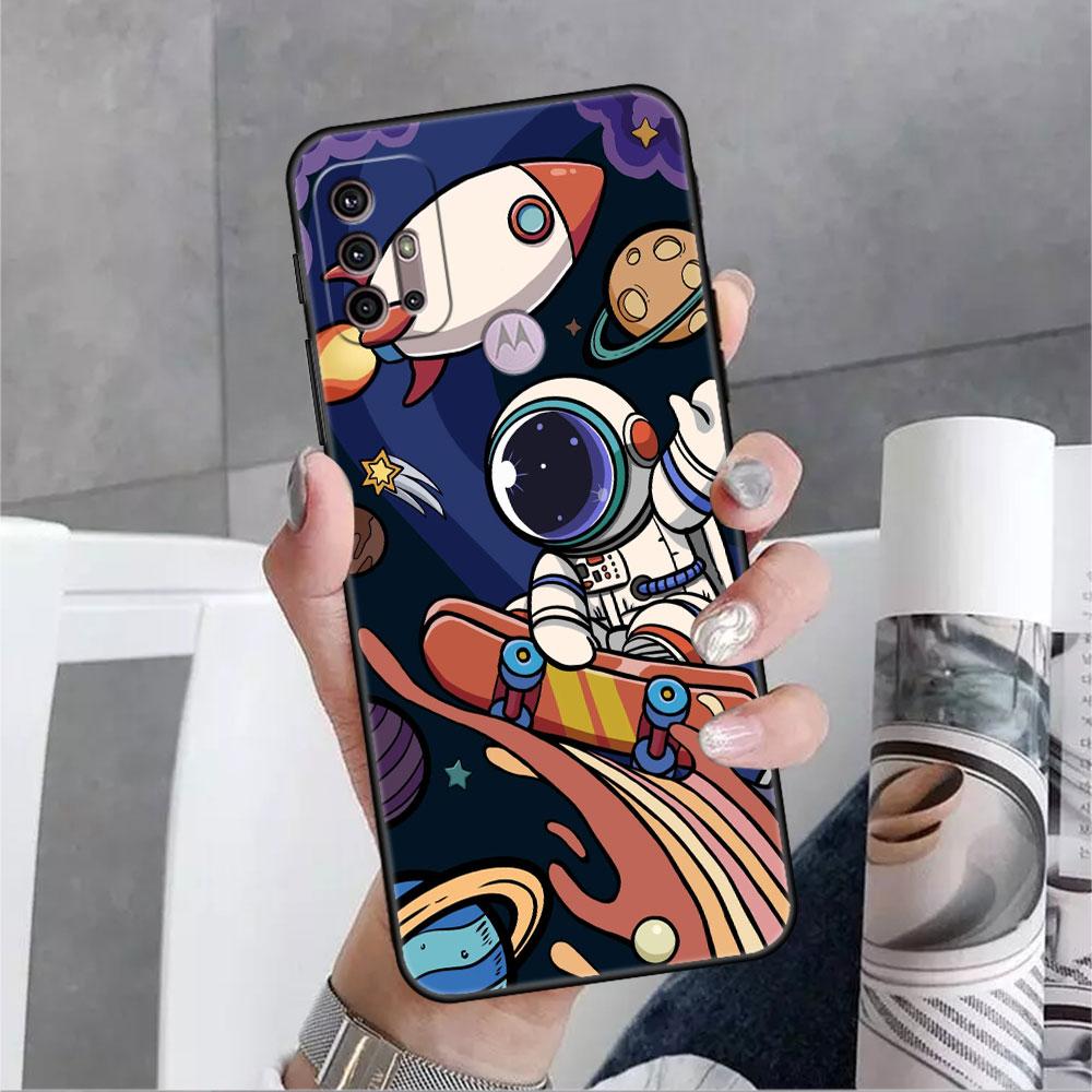 Modische Coole Astronauten-Hülle Für Motorola G30 G60 G9 Play ONE Fusion G8 G50 E6s G82 Edge 20 Pro G Stylus 2021 Weiche Handy-Capas