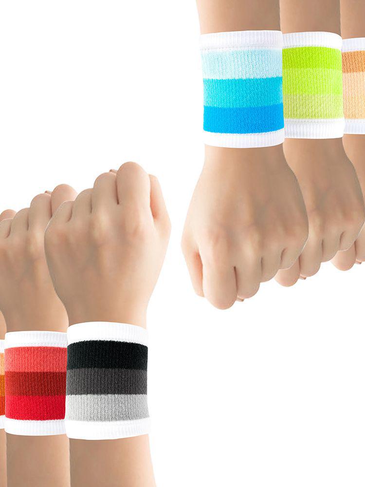 Breathable Striped Sports Wristbands for Fitness, Basketball, Running - Sweat-Wicking Wrist Sleeves