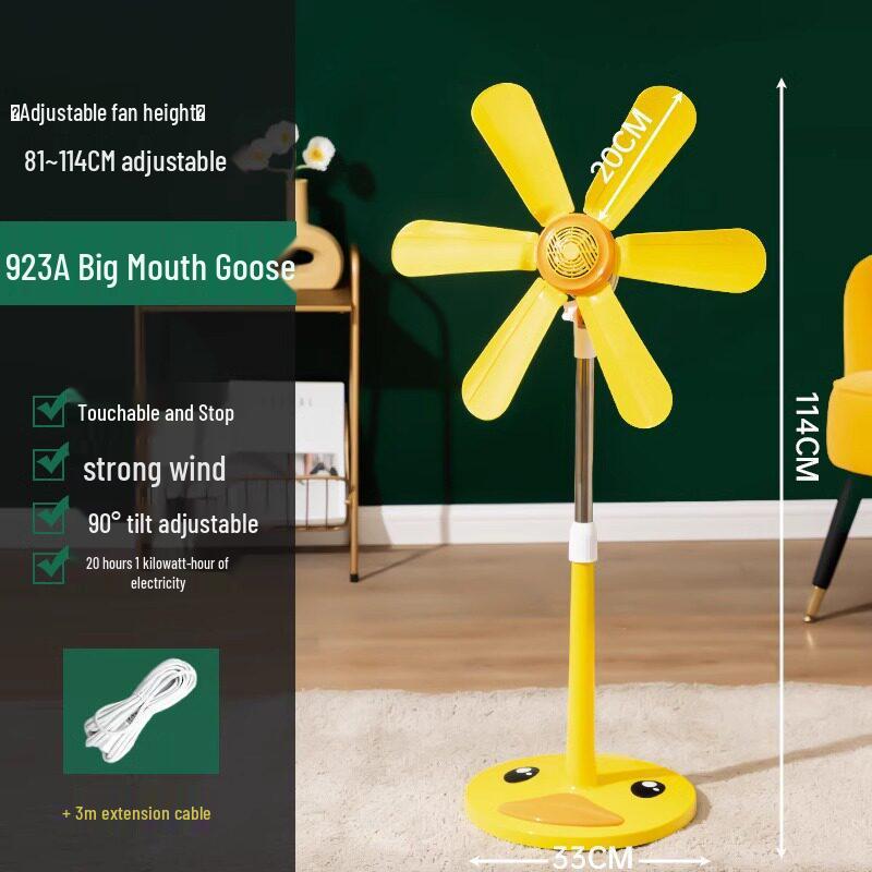 Compact Silent Cartoon Floor Fan for Dorms & Offices