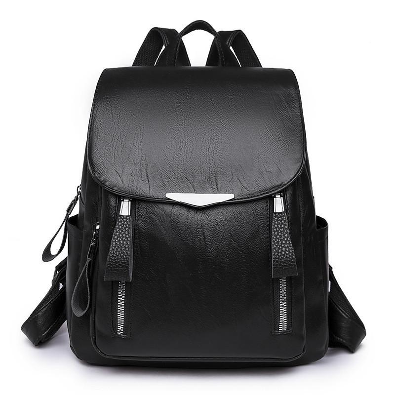 Stylish Pu Leather Backpack For Women With Spacious Design And Trendy Look чёрный