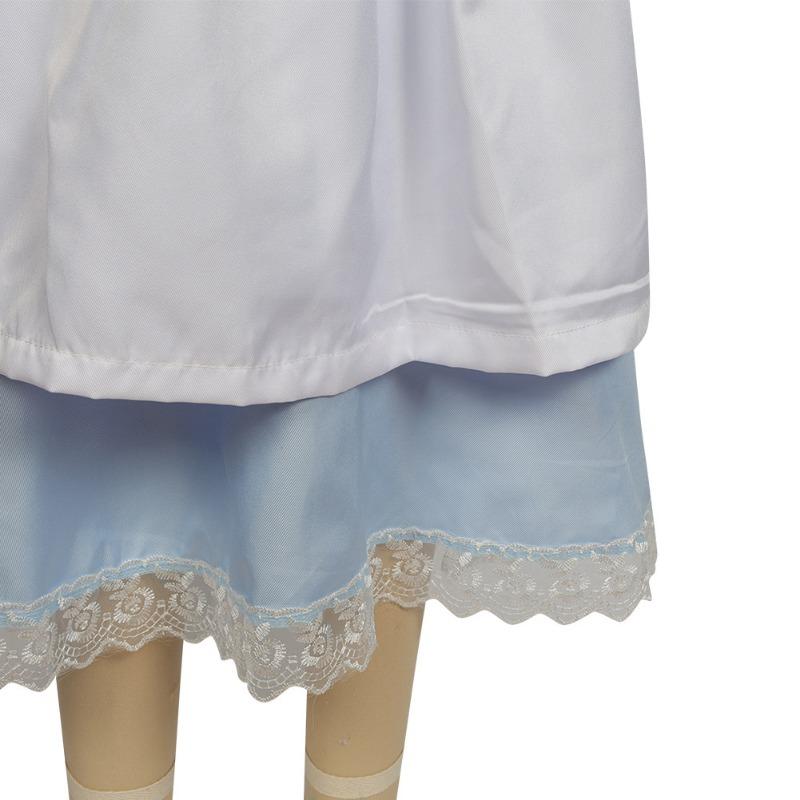 Girls Blue White Alice In Wonderland Maid Style Princess Dress With Headband For Birthday Party