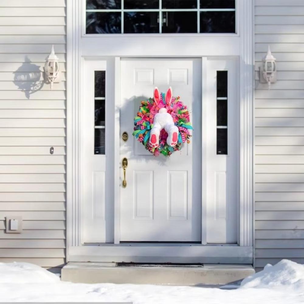 Easter Bunny Door Wreaths Pendant Decor Wall Garland  Indoor Outdoor Decor
