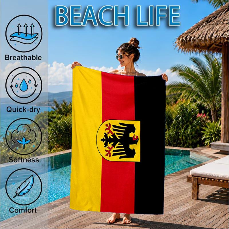 Asciugamano da Spiaggia con Design dello Stemma della Germania, Asciugatura Rapida, Facile da Curare, Adatto sia per il Fitness che per le Vacanze al Mare, Essenziale per lo Sport