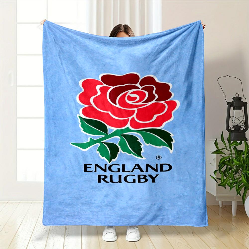 England Rugby Rose Logo Design Blanket Flannel Blanket for Bedroom, Living Room, Sofa, and Nap Sofas.