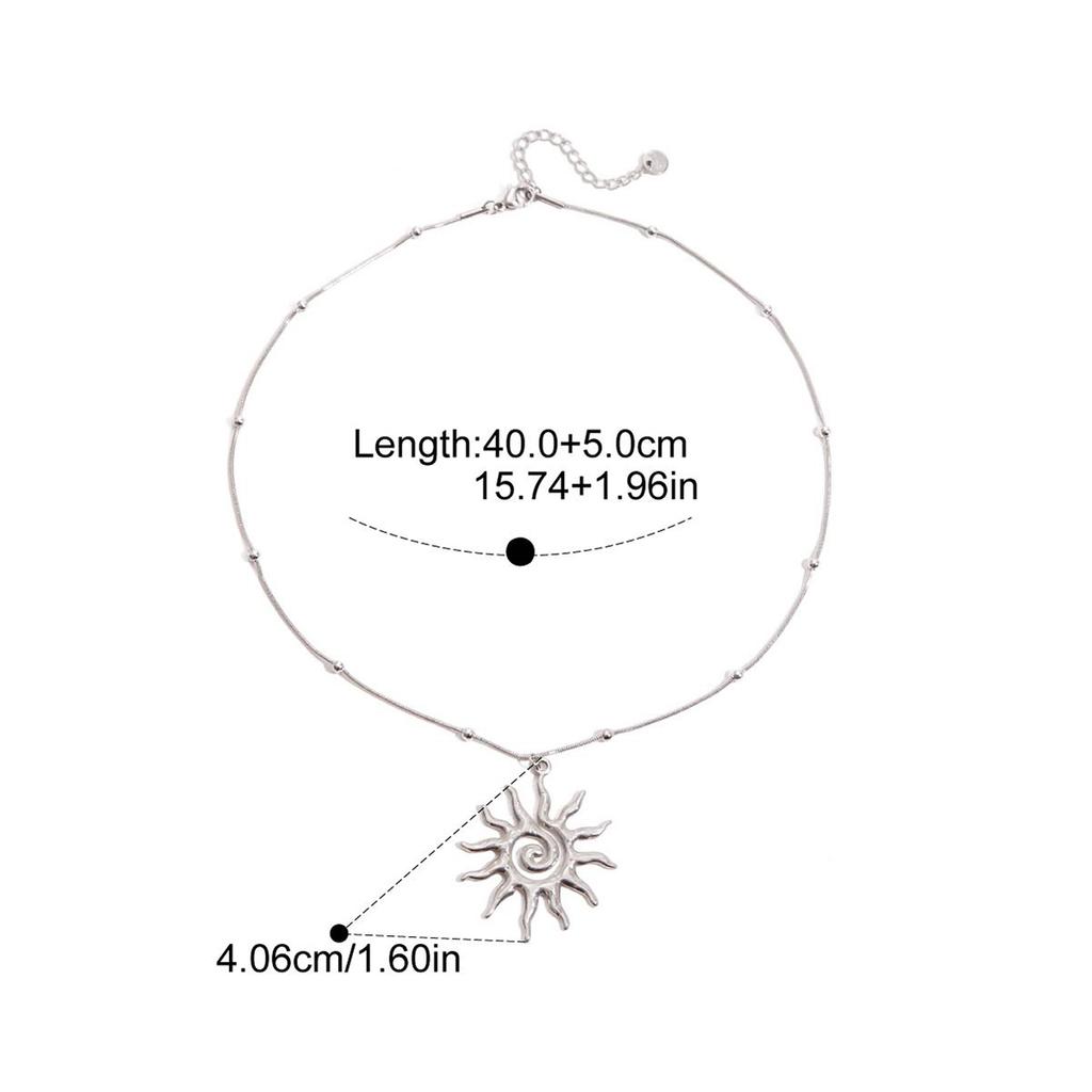 Yori Stainless Steel Golden Sun Pendant Necklace Waterproof Simple Fashion Metal Texture Trendy Jewelry for Woman Gift