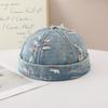 Frayed Edges Brimless Beanie Broken Distressed Denim Hat Fashion Denim Docker Cap  Men Women
