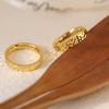 Simple crushed ice titanium steel ring - fade-resistant 8k gold water ripple hand-hammered texture