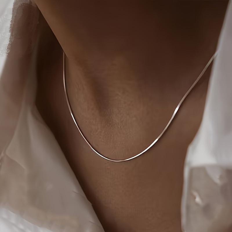 Simple Silvery Snake Bone Chain Necklace Delicate Clavicle Chain for Women Fashion Pendant DIY Necklace Accessories