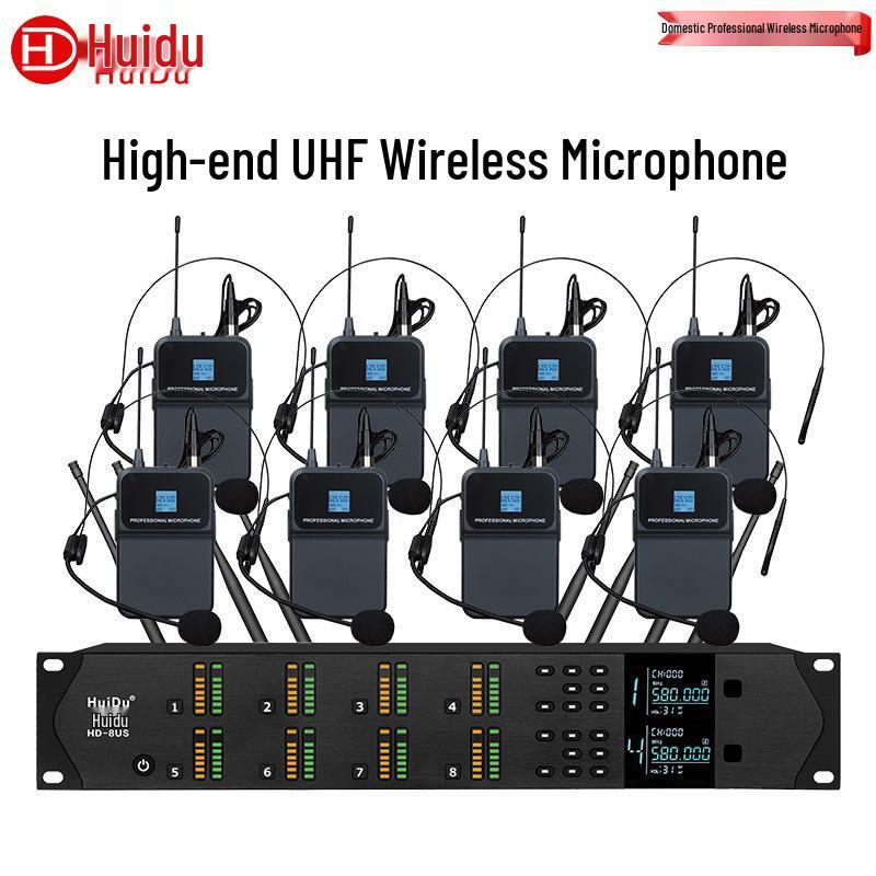 HuiDu HD-2US Dual Wireless Gooseneck & Lavalier Conference Microphone System