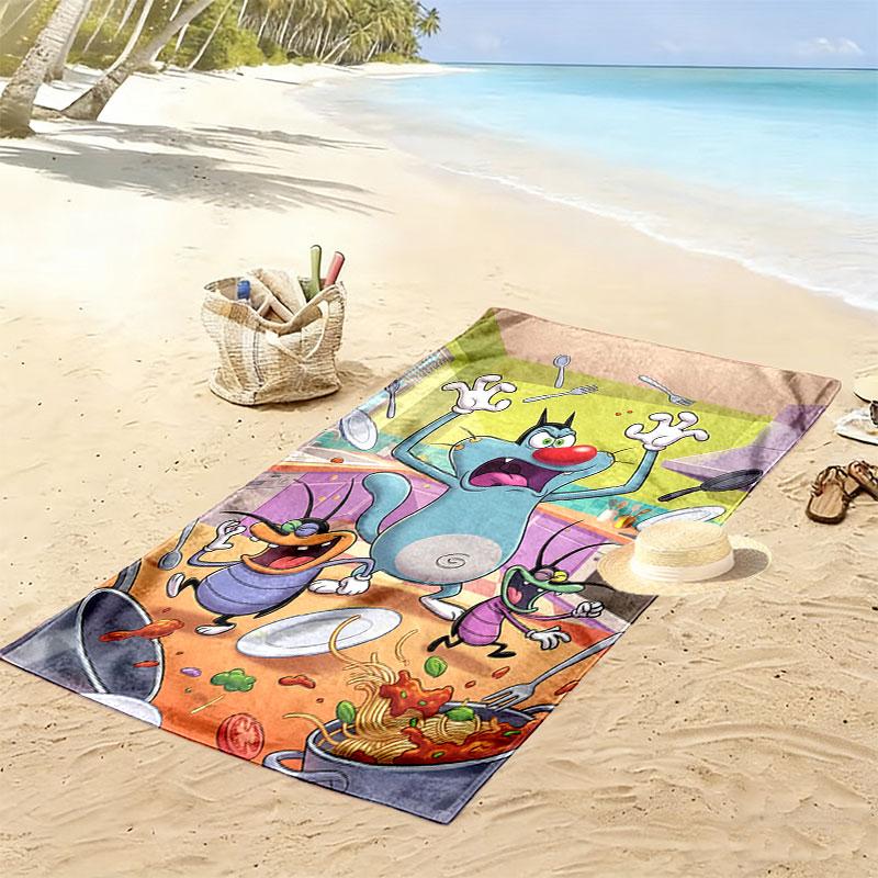 Oggy Soul Print Beach Towel, Large Soft Quick Dry Towel for Beach Camping Swimming
