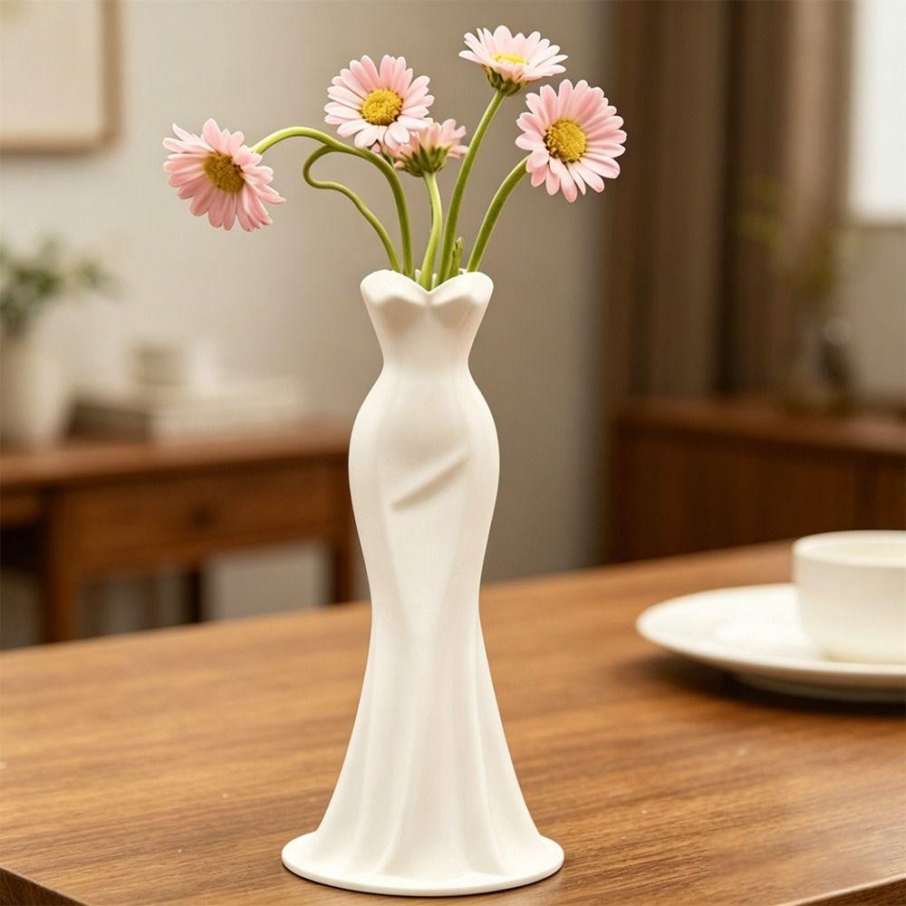 Flower Arrangement Elegant Dress Vase Gown-Shaped Decorative Vase  Home Desktop Decorations