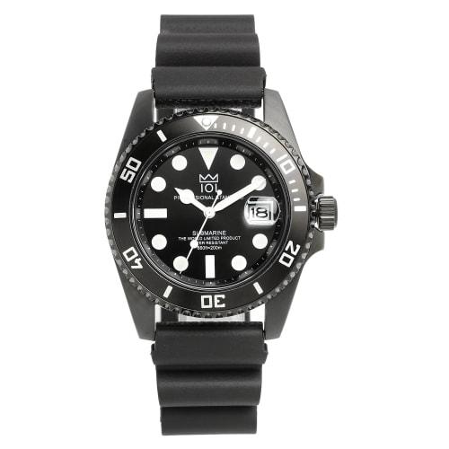 HYAKUICHI 101 No.1 Quartz Dive Watch with Date Display, Water Resistant to 20 ATM, Model HYAKU1-001 (Black Rubber)