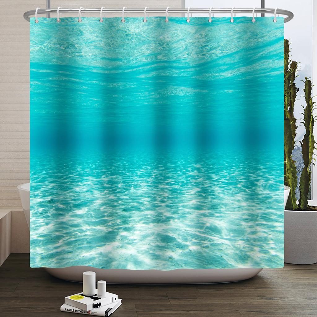 Tropical Starfish Shower Curtain With Hooks Waterproof Polyester Bathroom Curtain Ocean Beach Design Easy Clean Bathtub Curtains