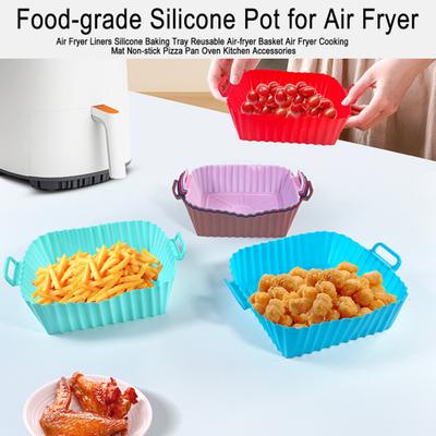 Air Fryer Liners Silicone Baking Tray Reusable Air-fryer Basket Air Fryer Cooking Mat Non-stick Pizza Pan Oven Kitchen Accessories