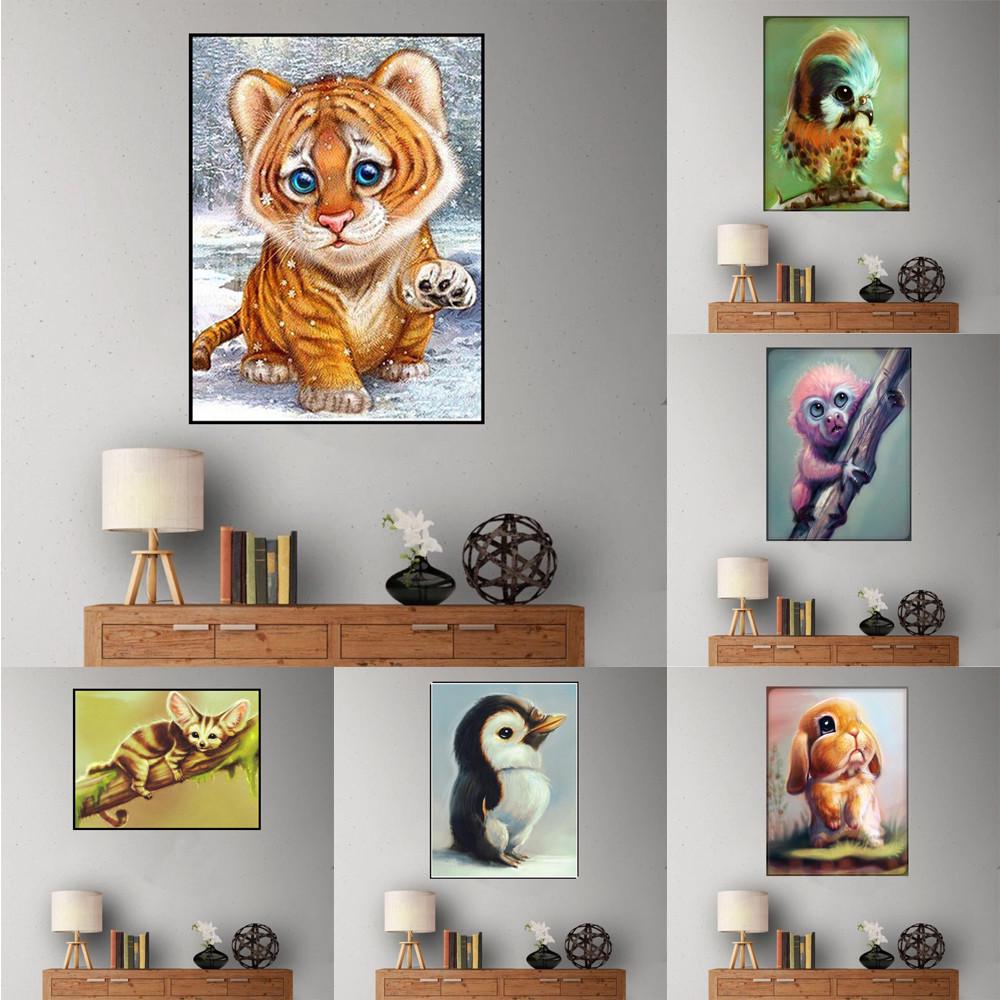 Animal Embroidery Paintings Rhinestone Pasted DIY  Cross  