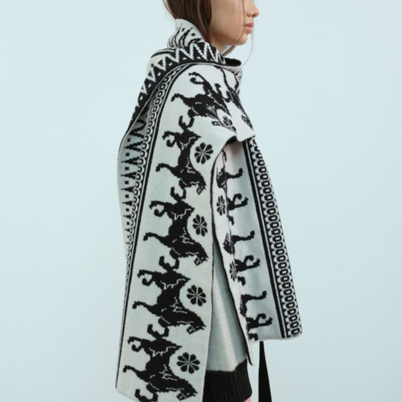 MOONSWARD black & WHITE CLASSIC PATTERN MUFFLER