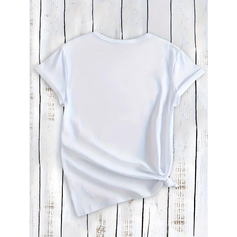 European sizes Women's Printed T-shirt, Women's Round Neck Short Sleeve, Spring and Summer Casual Top, Women's Versatile Niche Clothing