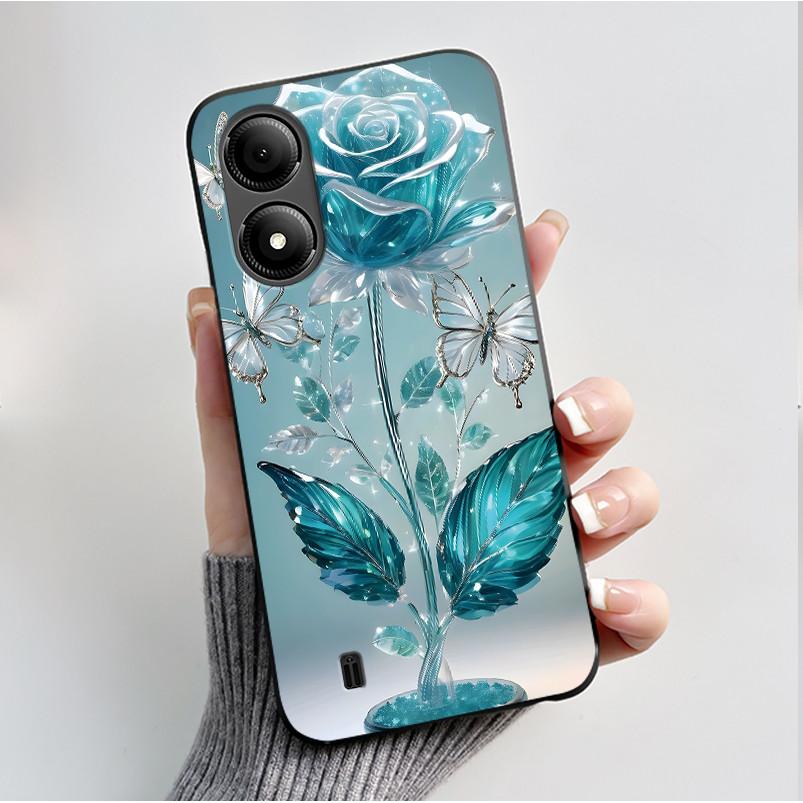 Custodia con Stampa per ZTE Blade A33S A34 Guscio Nero in Morbido Silicone per ZTE Blade A31 Plus Custodia Carina con Fiori e Cartoni Animati