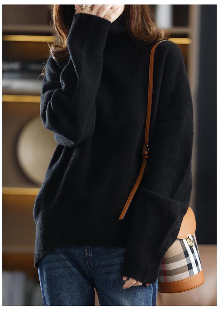 Plus Size Wool Sweater for Women - Autumn/Winter Collection, Lazy Style, Loose Fit, Slimming, Versatile Fashion Base Layer