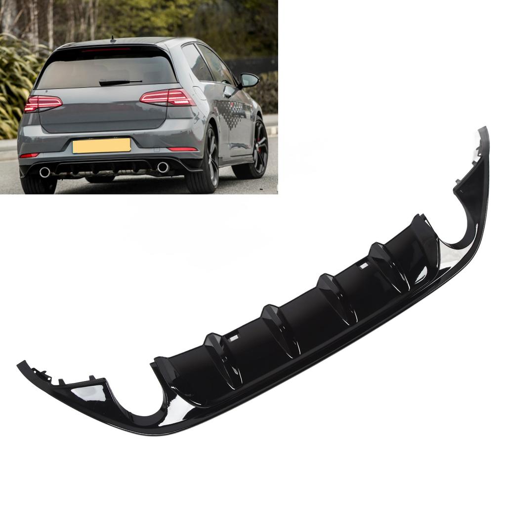 Rear Bumper Lip Spoiler Gloss Black TCR Rear Bumper Diffuser Valance Sporty For MK7 Pre‑Facelift 2013 to 2016