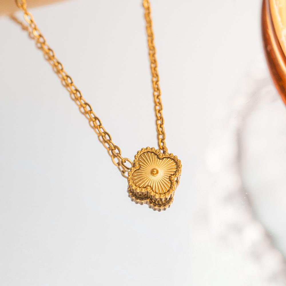 9mm Lucky Four-Leaf Clover Necklace Titanium Steel Light Luxury High-End Clavicle Necklace