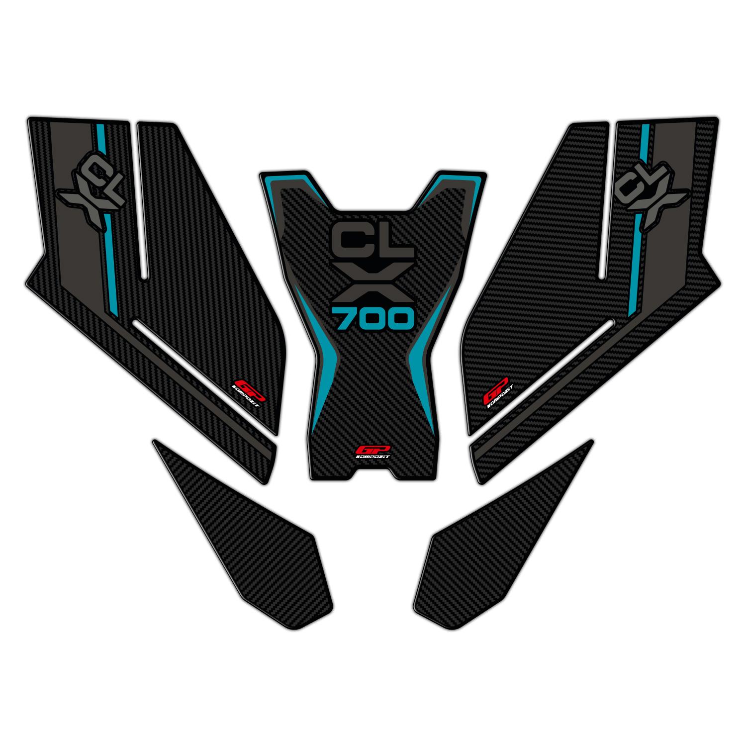 

GP Composite CF Moto 700 CL-X 2022-2024 Compatible Tank Pad Set Turquoise