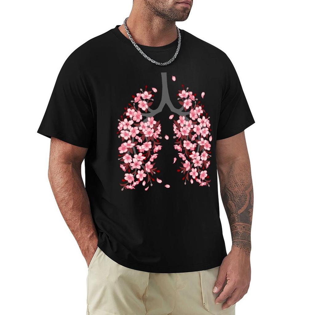 Sakura Hanahaki Cherry Blossom Floral Lungs On White Tshirt Festival Short Sleeve Tshirt