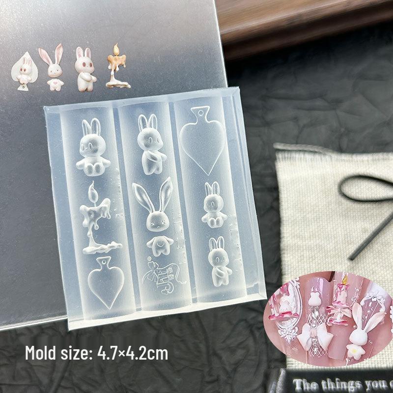 Cartoon Butterfly & Rabbit Nail Art Embossed Mold for DIY Gel Carving