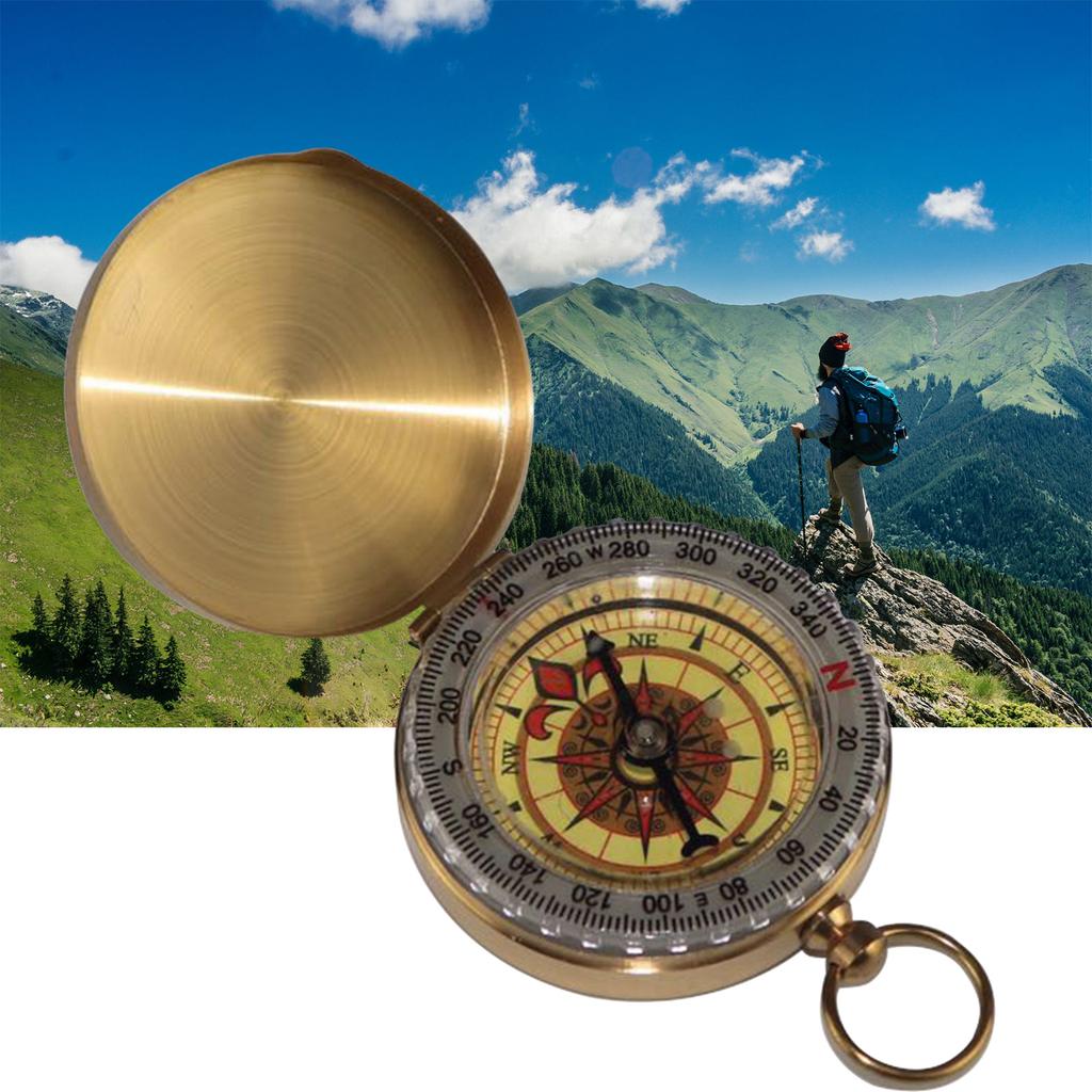 Outdoor Camping Pocket Compasses with Cover Coppers Luminously Compasses Portable Navigation Tool Travel Gift