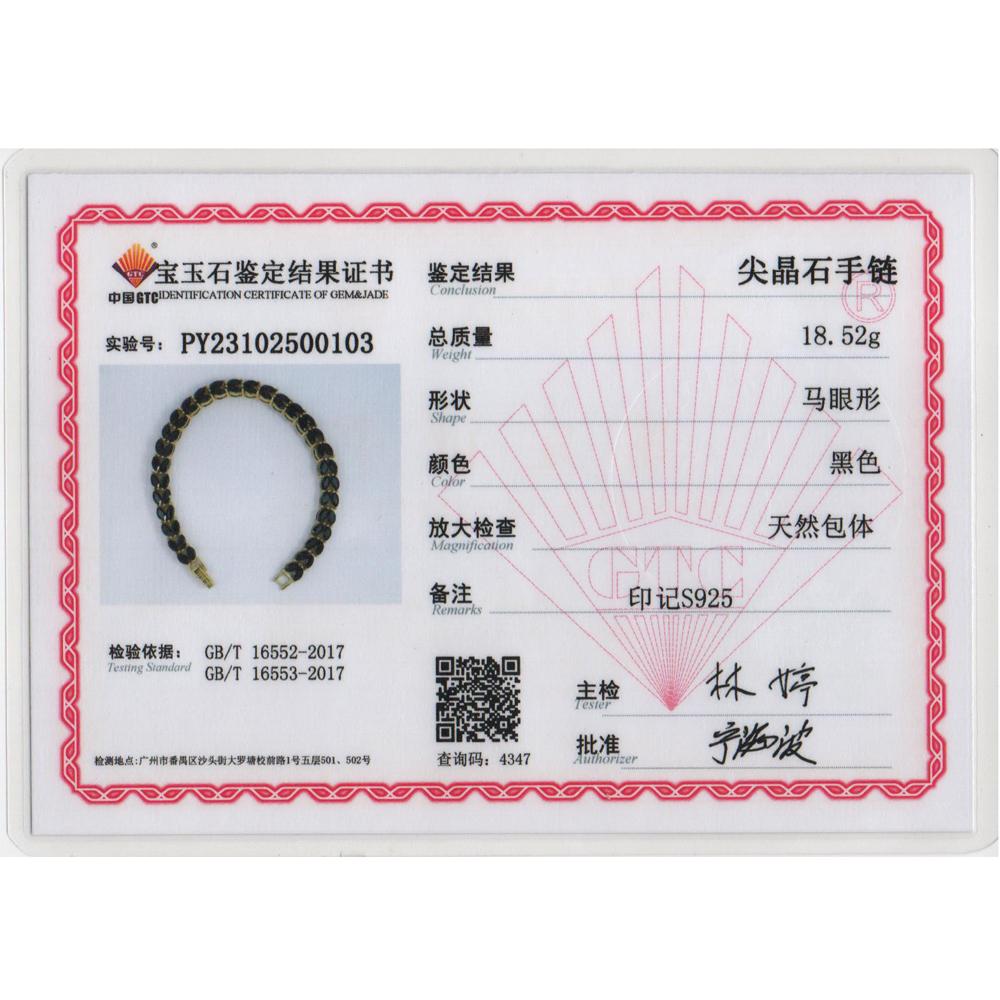 Bolaijewelry Leichtes, luxuriöses schwarzes Spinell-Modearmband aus 925er Sterlingsilber für Damen als Black Friday-Geschenk für den täglichen Gebrauch