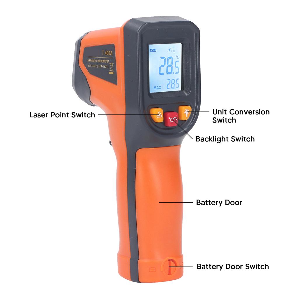 Infrared Thermometer Digital Display Handheld Temperature Measuring Gun for Industrial ‑50‑400 Degree