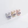 Simple Mini Cubic Rabbit Silver Needle Earrings (1 Pair)