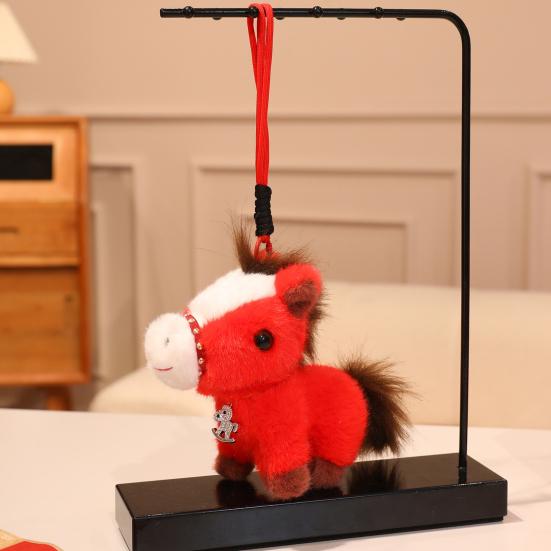 Realistic Pony Plush Keychain Soft Stuffed Animal Zodiac Lucky Horse Bag Charm Year of The Horse 2026 Birthday Xmas Gift