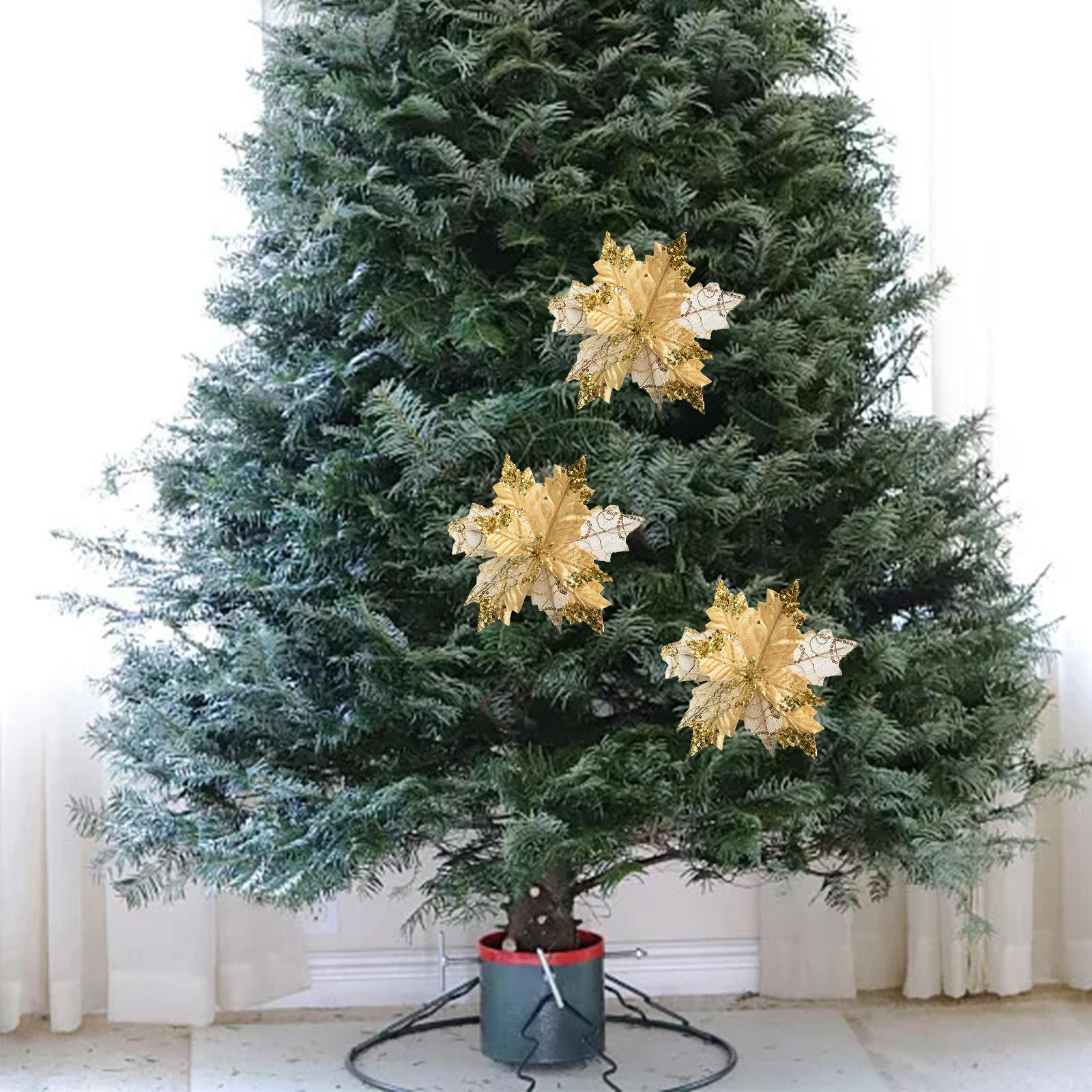 

Свадебные украшения Рождественские украшения Подвесной орнамент Цветок пуансеттии золотой