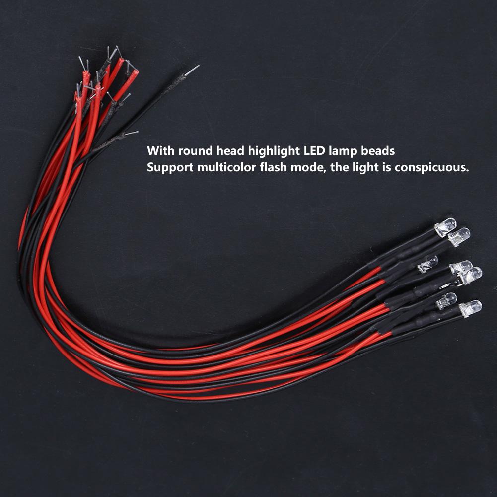 50Pcs 12V Prewired LED Light Emitting Diodes 3mm Round  Light Bead Multicolor Quick Flashing