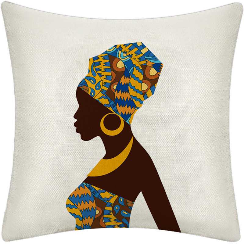Abstract Painting Africa Cus on Cover African Woman Home Decor Pillow Case Gallery Exotic Ethnic Stye Linen Cus on Cover