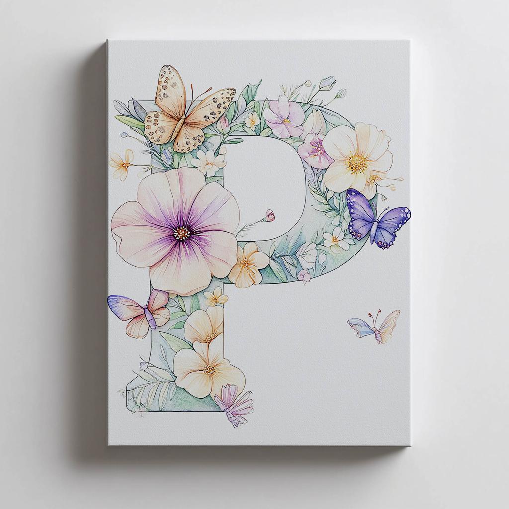 Kwiatowa Litera "P" - Plakat Dekoracyjny Kwiatowa Litera "P" - Plakat Dekoracyjny, 30X40 Cm, Bez Ramy, Papier Matowy 230 Gsm